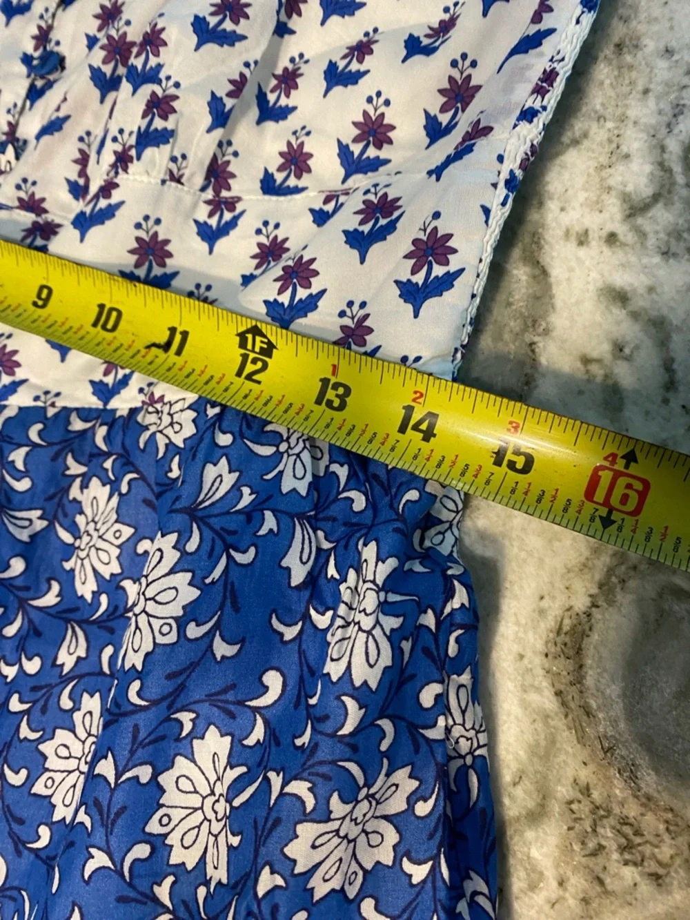 J. Crew Blue and White Mixed-Print Tiered Maxi Dress. Cotton. Size 4